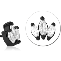 BLACK PVD COATED SURGICAL STEEL GRADE 316L JEWELED MICRO ATTACHMENT FOR 1.2MM INTERNALLY THREADED PINS