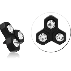 BLACK PVD COATED SURGICAL STEEL GRADE 316L JEWELED MICRO ATTACHMENT FOR 1.2MM INTERNALLY THREADED PINS