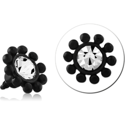 BLACK PVD COATED SURGICAL STEEL GRADE 316L JEWELED MICRO ATTACHMENT FOR 1.2MM INTERNALLY THREADED PINS