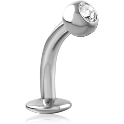 SURGICAL STEEL GRADE 316L INTERNALLY THREADED PREMIUM CRYSTAL JEWELED CURVED LABRET