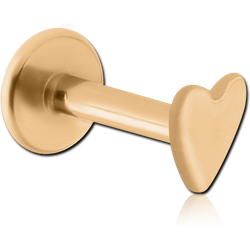 GOLD PVD 18K COATED SURGICAL STEEL GRADE 316L INTERNALLY THREADED MICRO LABRET WITH HEART