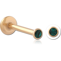 GOLD PVD 18K COATED SURGICAL STEEL GRADE 316L INTERNALLY THREADED PREMIUM CRYSTAL JEWELED MICRO LABRET