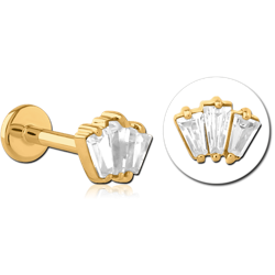 GOLD PVD 18K COATED SURGICAL STEEL GRADE 316L INTERNALLY THREADED JEWELED MICRO LABRET