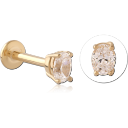 GOLD PVD 18K COATED SURGICAL STEEL GRADE 316L INTERNALLY THREADED JEWELED MICRO LABRET