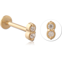 GOLD PVD 18K COATED SURGICAL STEEL GRADE 316L INTERNALLY THREADED JEWELED MICRO LABRET