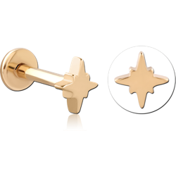 GOLD PVD 18K COATED SURGICAL STEEL GRADE 316L INTERNALLY THREADED JEWELED MICRO LABRET