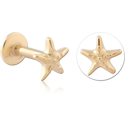 GOLD PVD 18K COATED SURGICAL STEEL GRADE 316L INTERNAL LABRET STARFISH TOP