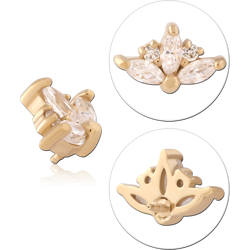GOLD PVD 18K COATED SURGICAL STEEL GRADE 316L INTERNAL ATTACHMENT MARQUISE GEM CLUSTER