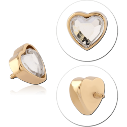 GOLD PVD 18K COATED SURGICAL STEEL GRADE 316L INTERNAL ATTACHMENT HEART GEM