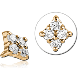 GOLD PVD 18K COATED SURGICAL STEEL GRADE 316L JEWELED MICRO ATTACHMENT FOR 1.2MM INTERNALLY THREADED PINS