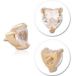 316L GOLD PVD 18K COATED SURGICAL STEEL GRADE 316L INTERNAL ATTACHMENT HEART GEM