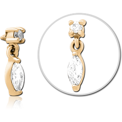 GOLD PVD 18K COATED SURGICAL STEEL GRADE 316L JEWELED MICRO ATTACHMENT FOR 1.2MM INTERNALLY THREADED PINS