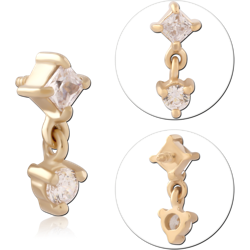 GOLD PVD 18K COATED SURGICAL STEEL GRADE 316L JEWELED MICRO ATTACHMENT FOR 1.2MM INTERNALLY THREADED PINS