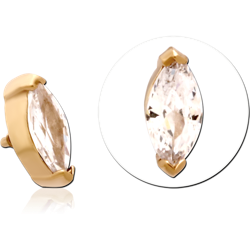 GOLD PVD 18K COATED SURGICAL STEEL GRADE 316L JEWELED MICRO ATTACHMENT FOR 1.2MM INTERNALLY THREADED PINS