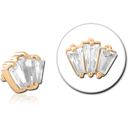 GOLD PVD 18K COATED SURGICAL STEEL GRADE 316L JEWELED MICRO ATTACHMENT FOR 1.2MM INTERNALLY THREADED PINS