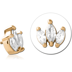 GOLD PVD 18K COATED SURGICAL STEEL GRADE 316L JEWELED MICRO ATTACHMENT FOR 1.2MM INTERNALLY THREADED PINS