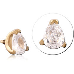 GOLD PVD 18K COATED SURGICAL STEEL GRADE 316L JEWELED MICRO ATTACHMENT FOR 1.2MM INTERNALLY THREADED PINS