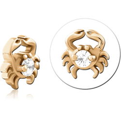 GOLD PVD 18K COATED SURGICAL STEEL GRADE 316L JEWELED MICRO ATTACHMENT FOR 1.2MM INTERNALLY THREADED PINS