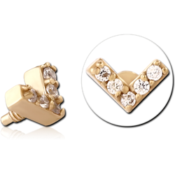 GOLD PVD 18K COATED SURGICAL STEEL GRADE 316L JEWELED MICRO ATTACHMENT FOR 1.2MM INTERNALLY THREADED PINS