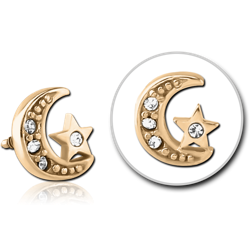 GOLD PVD 18K COATED SURGICAL STEEL GRADE 316L JEWELED MICRO ATTACHMENT FOR 1.2MM INTERNALLY THREADED PINS