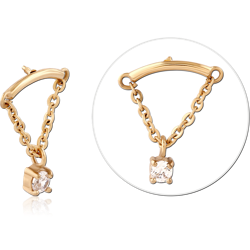 GOLD PVD 18K COATED SURGICAL STEEL GRADE 316L JEWELED MICRO ATTACHMENT FOR 1.2MM INTERNALLY THREADED PINS