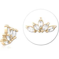 GOLD PVD 18K COATED SURGICAL STEEL GRADE 316L INTERNAL ATTACHMENT FIVE MARQUISE FAN GEM
