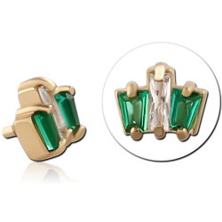 GOLD PVD 18K COATED SURGICAL STEEL GRADE 316L JEWELED MICRO ATTACHMENT FOR 1.2MM INTERNALLY THREADED PINS