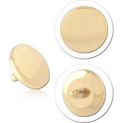 GOLD PVD 18K COATED TITANIUM ALLOY DISC FOR 1.6MM INTERNALLY THREADED PINS