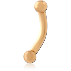 GOLD PVD 18K COATED TITANIUM ALLOY INTERNALLY THREADED JEWELED MICRO CURVED BARBELL