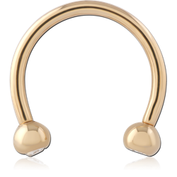 GOLD PVD 18K COATED TITANIUM ALLOY INTERNALLY THREADED MICRO CIRCULAR BARBELL WITH TITANIUM ALLOY JEWELED MICRO BALL