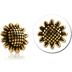 GOLD PVD COATED SURGICAL STEEL GRADE 316L ATTACHMENT FOR 1.6MM INTERNALLY THREADED PINS - SUNFLOWER