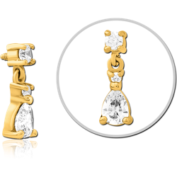 GOLD PVD COATED SURGICAL STEEL GRADE 316L JEWELED MICRO ATTACHMENT FOR 1.6MM INTERNALLY THREADED PINS