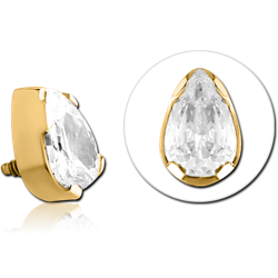 GOLD PVD COATED SURGICAL STEEL GRADE 316L JEWELED ATTACHMENT FOR 1.6MM INTERNALLY THREADED PINS