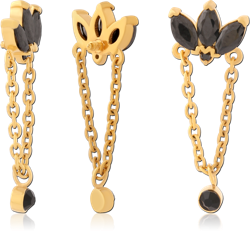 GOLD PVD CAOTED SURGICAL STEEL GRADE 316L JEWELED ATTACHMENT FOR 1.6MM INTERNALLY THREADED PINS