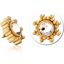 GOLD PVD COATED SURGICAL STEEL GRADE 316L JEWELED ATTACHMENT FOR 1.6MM INTERNALLY THREADED PINS