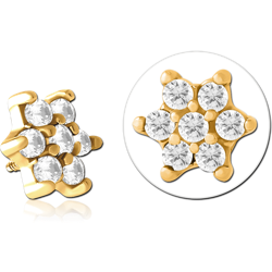 GOLD PVD COATED SURGICAL STEEL GRADE 316L JEWELED ATTACHMENT FOR 1.6MM INTERNALLY THREADED PINS - FLOWER