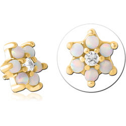GOLD PVD COATED SURGICAL STEEL GRADE 316L SYNTHETIC OPAL ATTACHMENT FOR 1.6MM INTERNALLY THREADED PINS - FLOWER