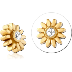 GOLD PVD COATED SURGICAL STEEL GRADE 316L JEWELED ATTACHMENT FOR 1.6MM INTERNALLY THREADED PINS - FLOWER