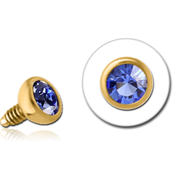 GOLD PVD COATED SURGICAL STEEL GRADE 316L PREMIUM CRYSTAL JEWELED BALL FOR 1.2MM INTERNALLY THREADED PINS