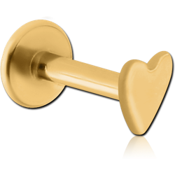 GOLD PVD COATED SURGICAL STEEL GRADE 316L INTERNALLY THREADED MICRO LABRET WITH HEART