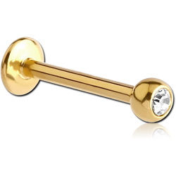 GOLD PVD COATED SURGICAL STEEL GRADE 316L INTERNALLY THREADED JEWELED MICRO LABRET