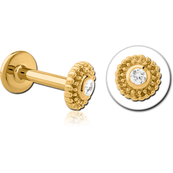 GOLD PVD COATED SURGICAL STEEL GRADE 316L INTERNALLY THREADED JEWELED MICRO LABRET