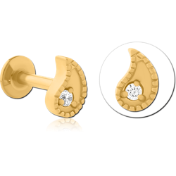 GOLD PVD COATED SURGICAL STEEL GRADE 316L INTERNALLY THREADED JEWELED MICRO LABRET