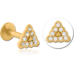 GOLD PVD COATED SURGICAL STEEL GRADE 316L INTERNALLY THREADED JEWELED MICRO LABRET