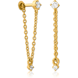 GOLD PVD COATED SURGICAL STEEL GRADE 316L INTERNALLY THREADED JEWELED MICRO LABRET