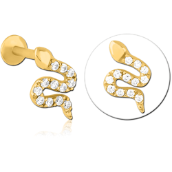 GOLD PVD COATED SURGICAL STEEL GRADE 316L INTERNALLY THREADED JEWELED MICRO LABRET