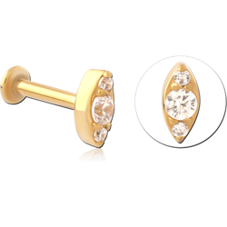 GOLD PVD COATED SURGICAL STEEL GRADE 316L INTERNALLY THREADED JEWELED MICRO LABRET