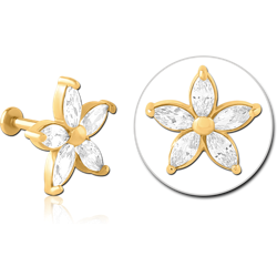 GOLD PVD COATED SURGICAL STEEL GRADE 316L INTERNALLY THREADED JEWELED MICRO LABRET