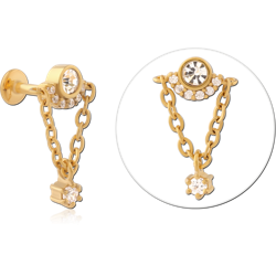 GOLD PVD COATED SURGICAL STEEL GRADE 316L INTERNALLY THREADED JEWELED MICRO LABRET