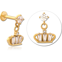 GOLD PVD COATED SURGICAL STEEL GRADE 316L INTERNALLY THREADED JEWELED MICRO LABRET SPECIAL NEW DESIGN